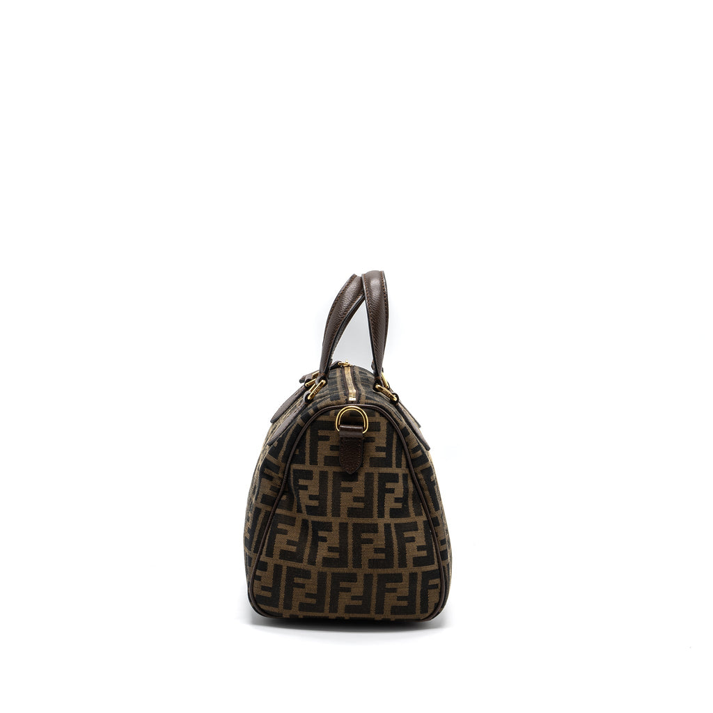 FENDI BOSTON BAG FF JACQUARD FABRIC BROWN GHW