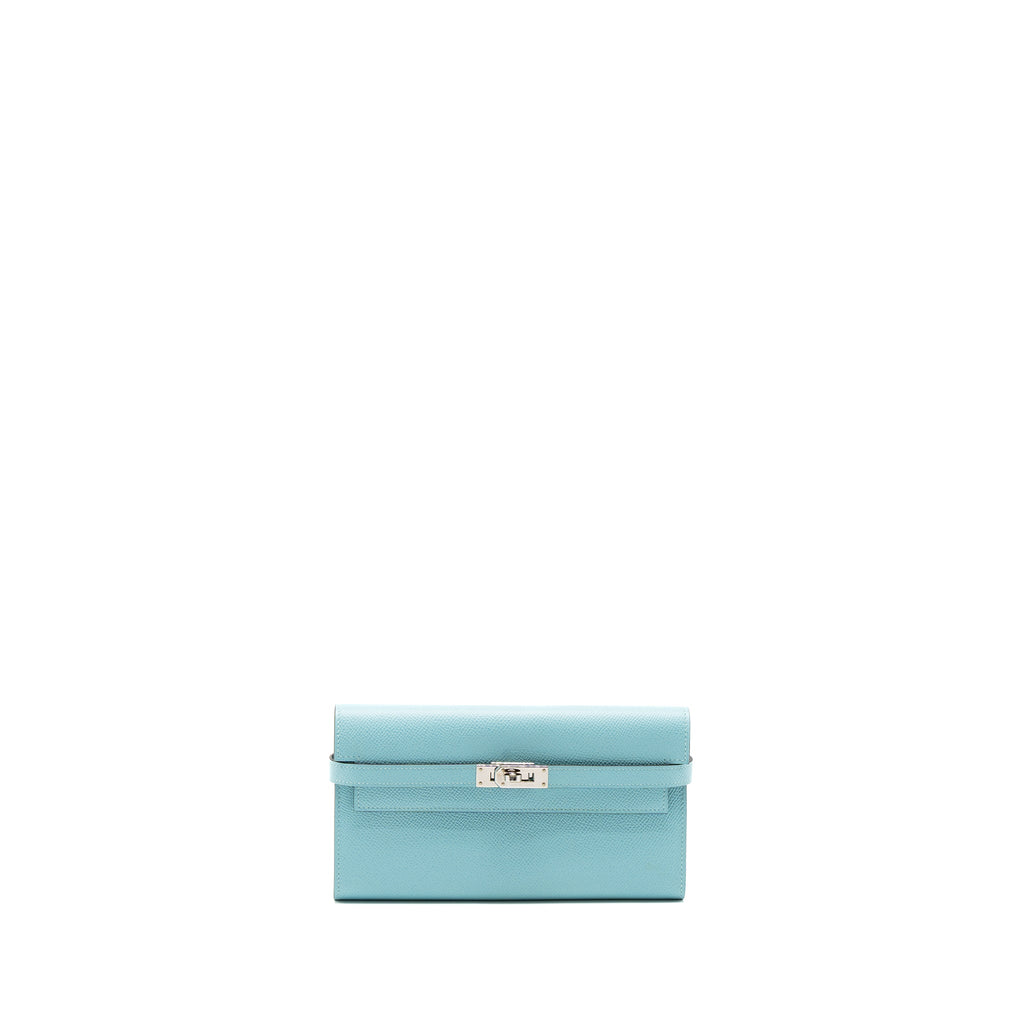 HERMES KELLY LONG WALLET EPSOM BLUE ATOLL SHW