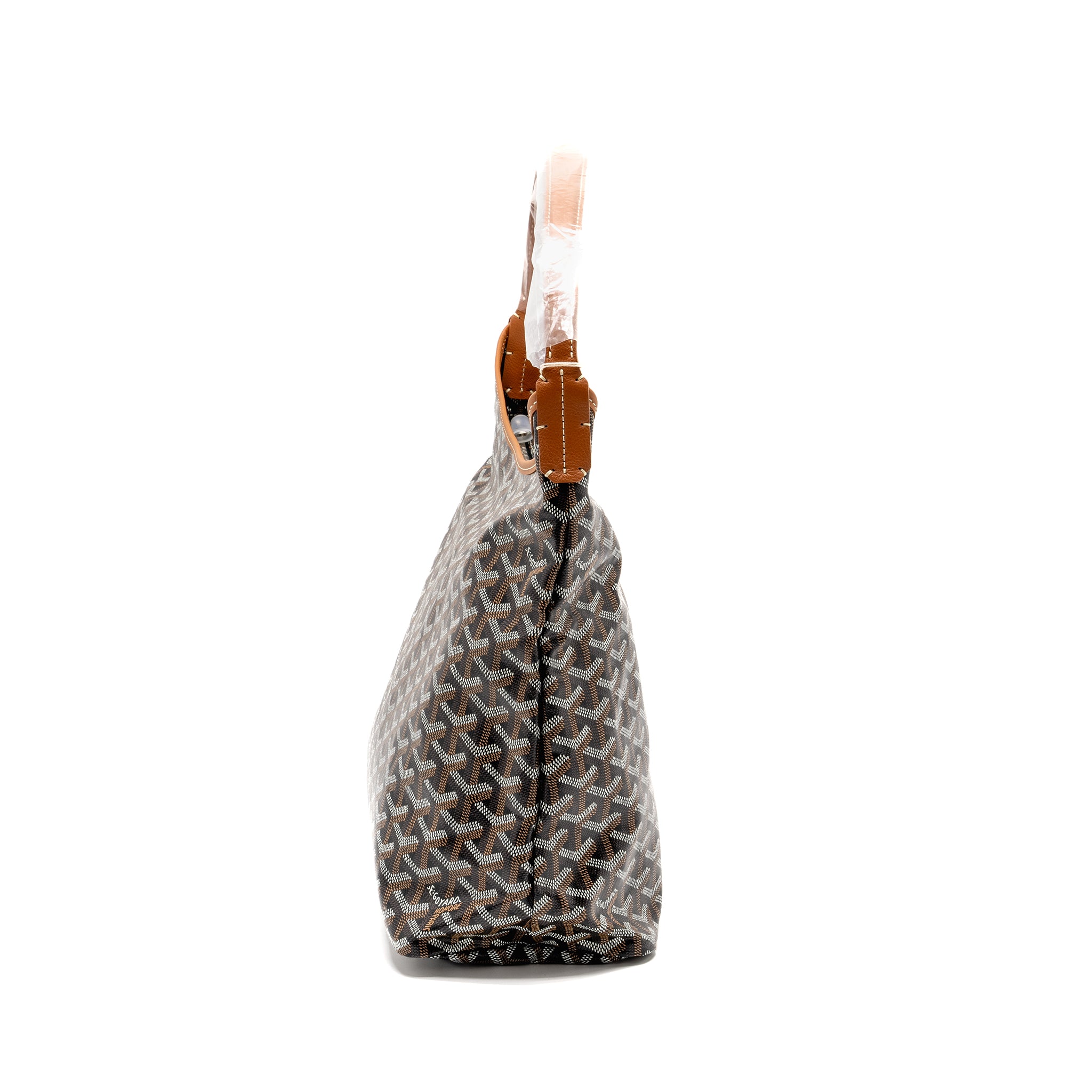 GOYARD BOHEME HOBO BAG GOYARDINE CANVAS/CALFSKIN BROWN SHW