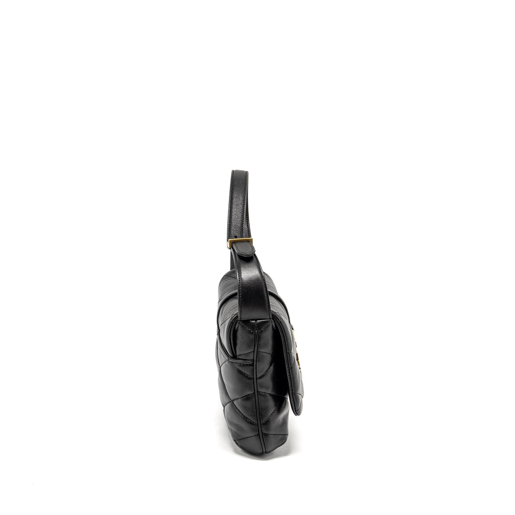 SAINT LAURENT/YSL LE 57 QUILTED HOBO SHOULDER BAG LAMBSKIN BLACK MULTICOLOUR HARDWARE
