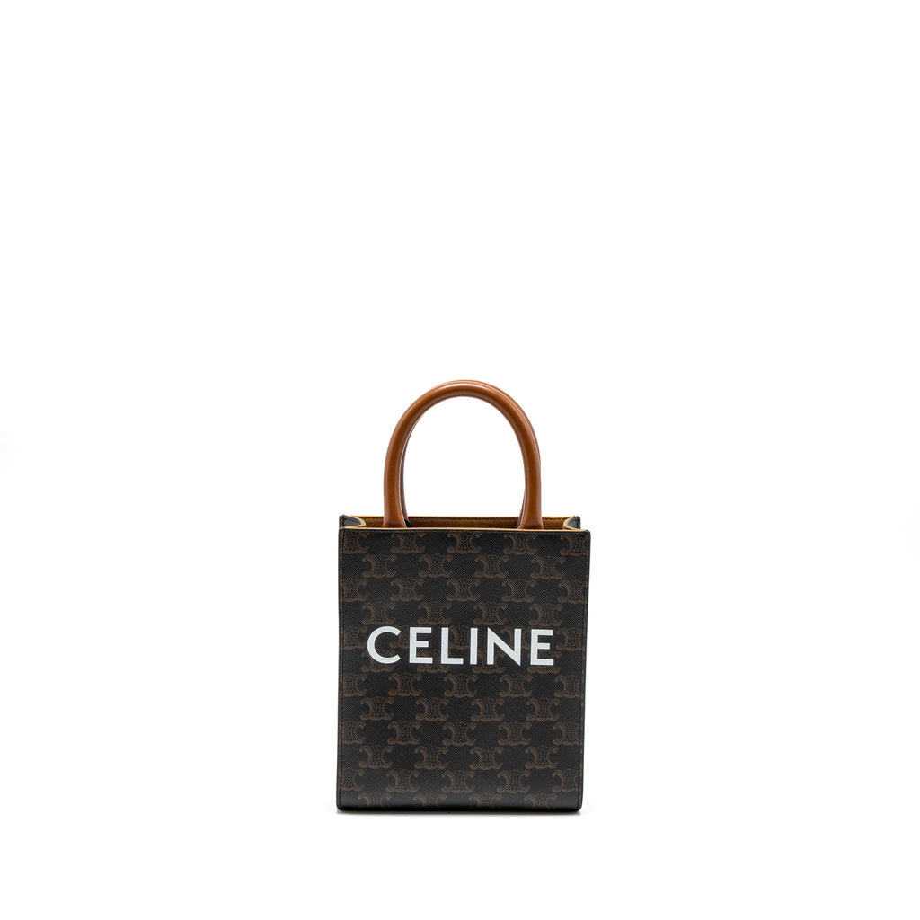 CELINE MINI VERTICAL CABAS TRIOMPHE CANVAS BROWN GHW