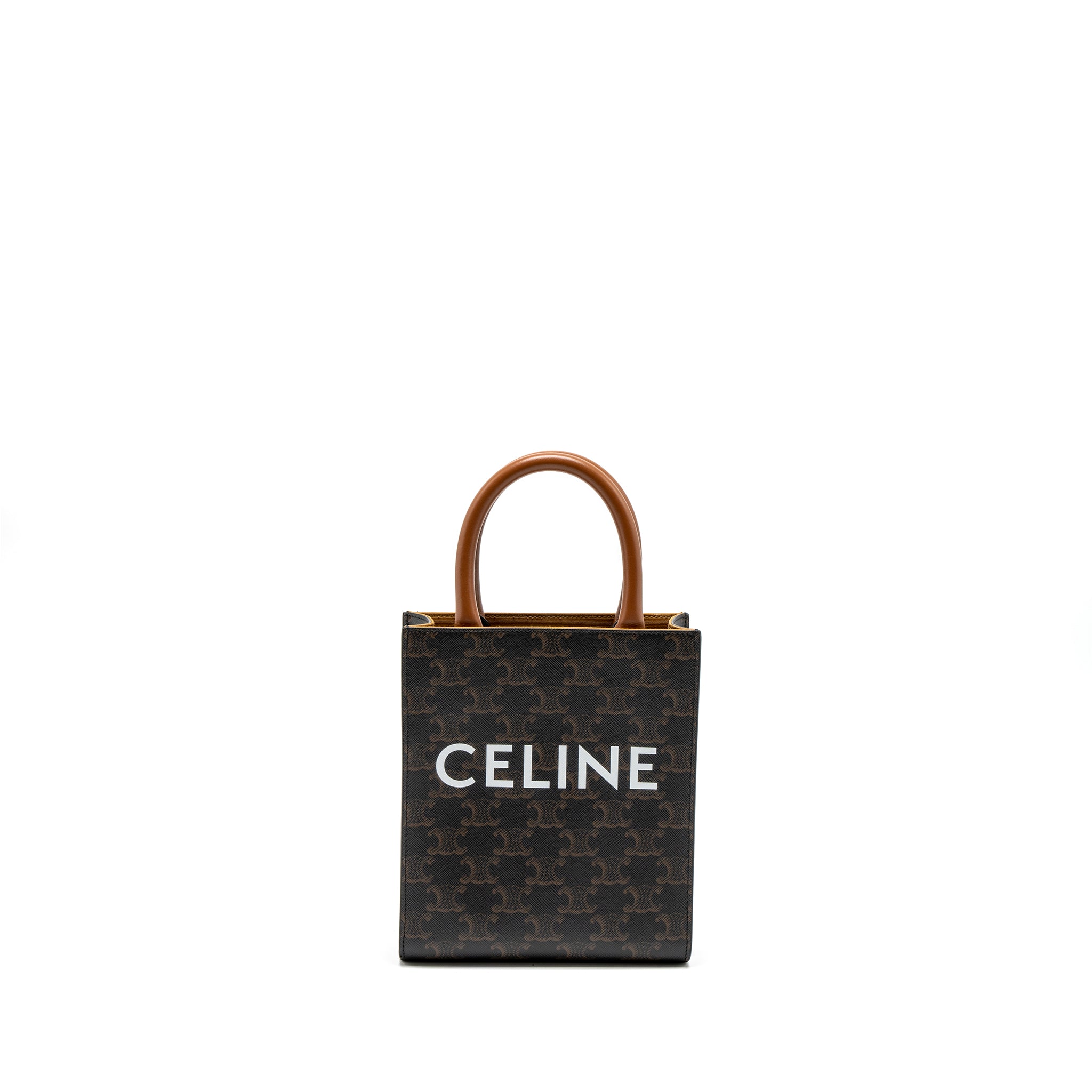 CELINE MINI VERTICAL CABAS TRIOMPHE CANVAS BROWN GHW