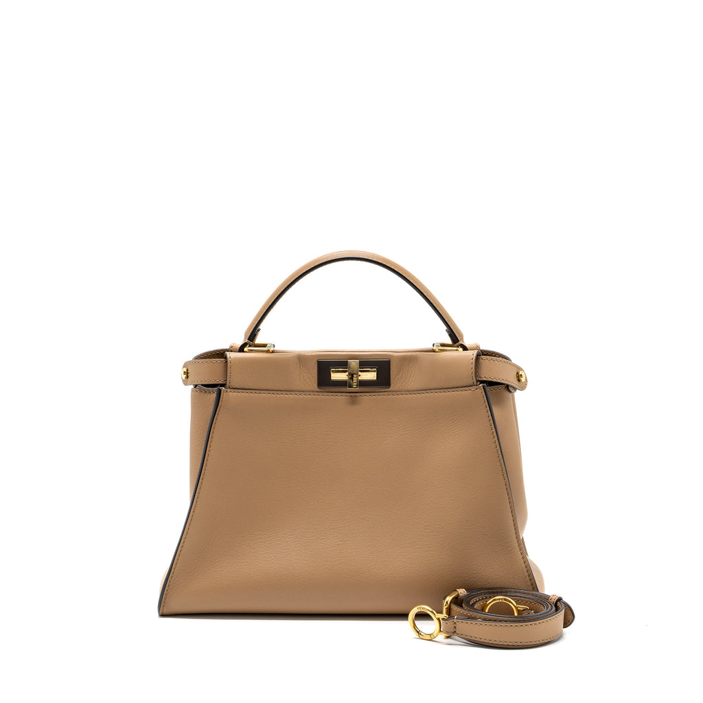 FENDI MEDIUM PEEKABOO CALFSKIN TOBACCO MULTICOLOUR HARDWARE