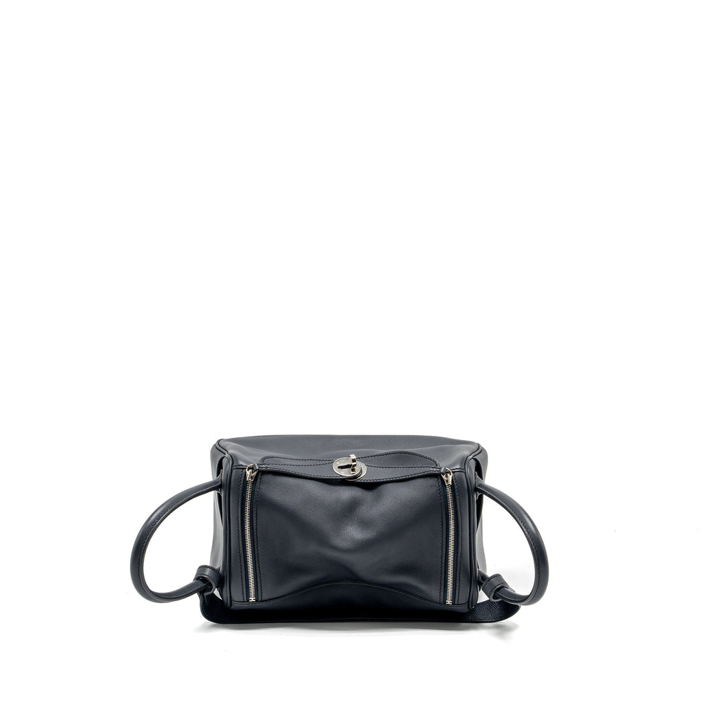 HERMES LINDY 26 SWIFT/EPSOM BLUE INDIGO WITH TRESSAGE STRAP SHW