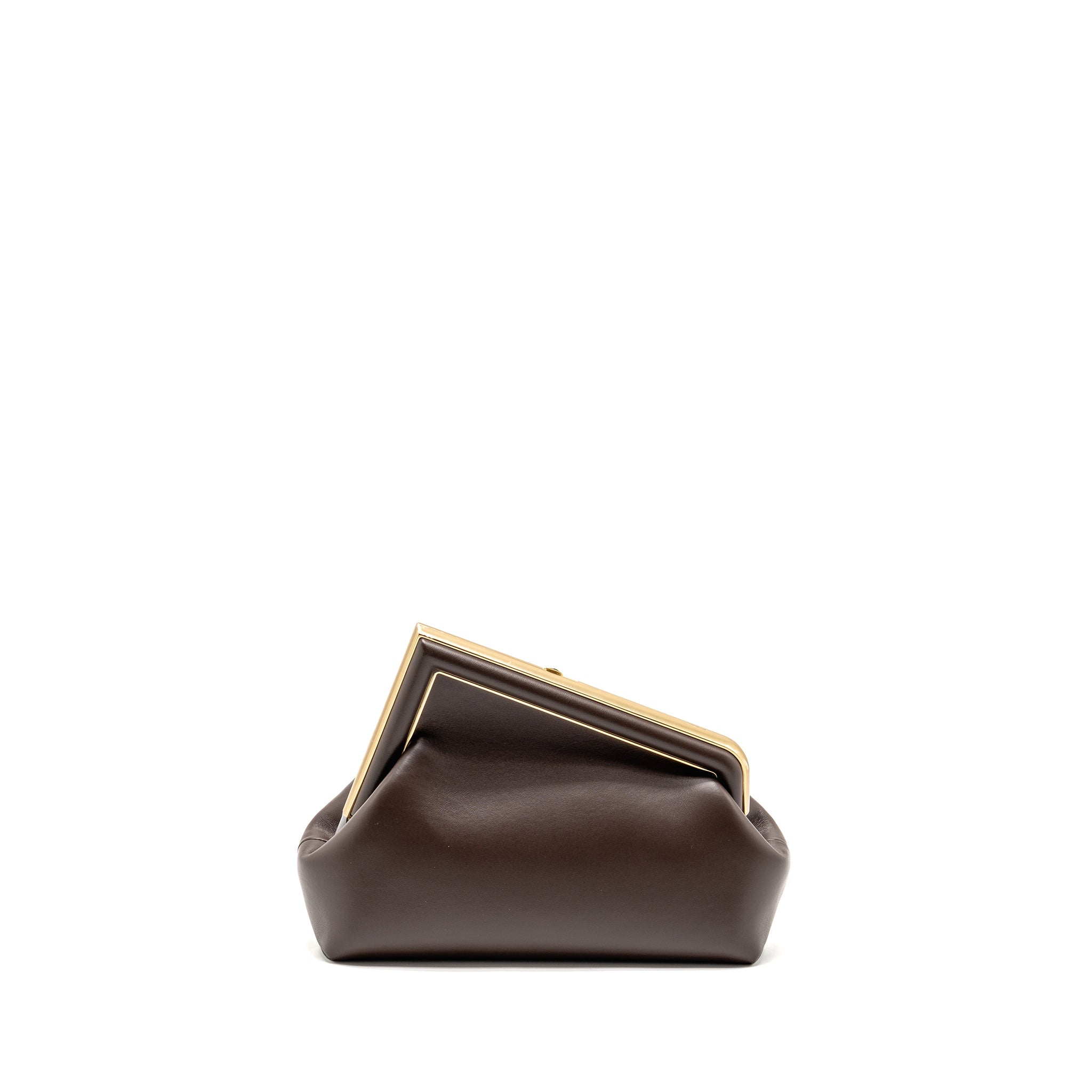FENDI SMALL FENDI FIRST CLUTCH BAG NAPPA BROWN GHW
