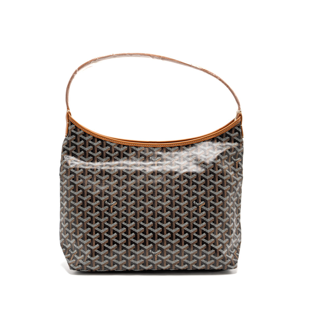 GOYARD BOHEME HOBO BAG GOYARDINE CANVAS/CALFSKIN BROWN SHW