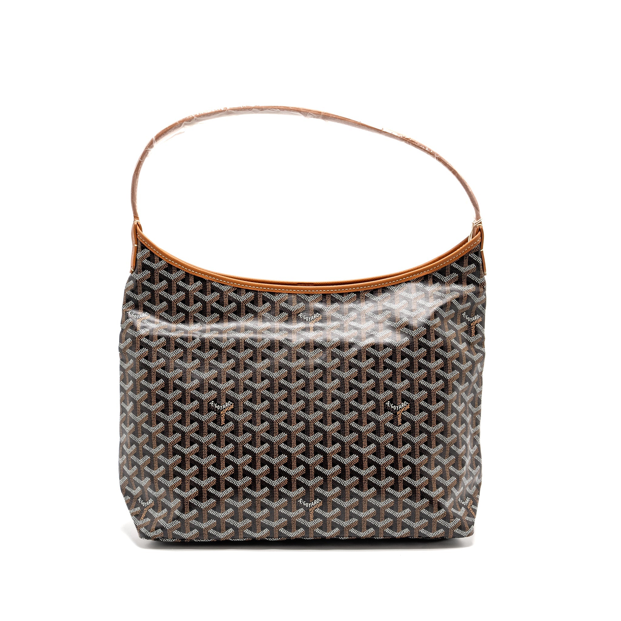 GOYARD BOHEME HOBO BAG GOYARDINE CANVAS/CALFSKIN BROWN SHW