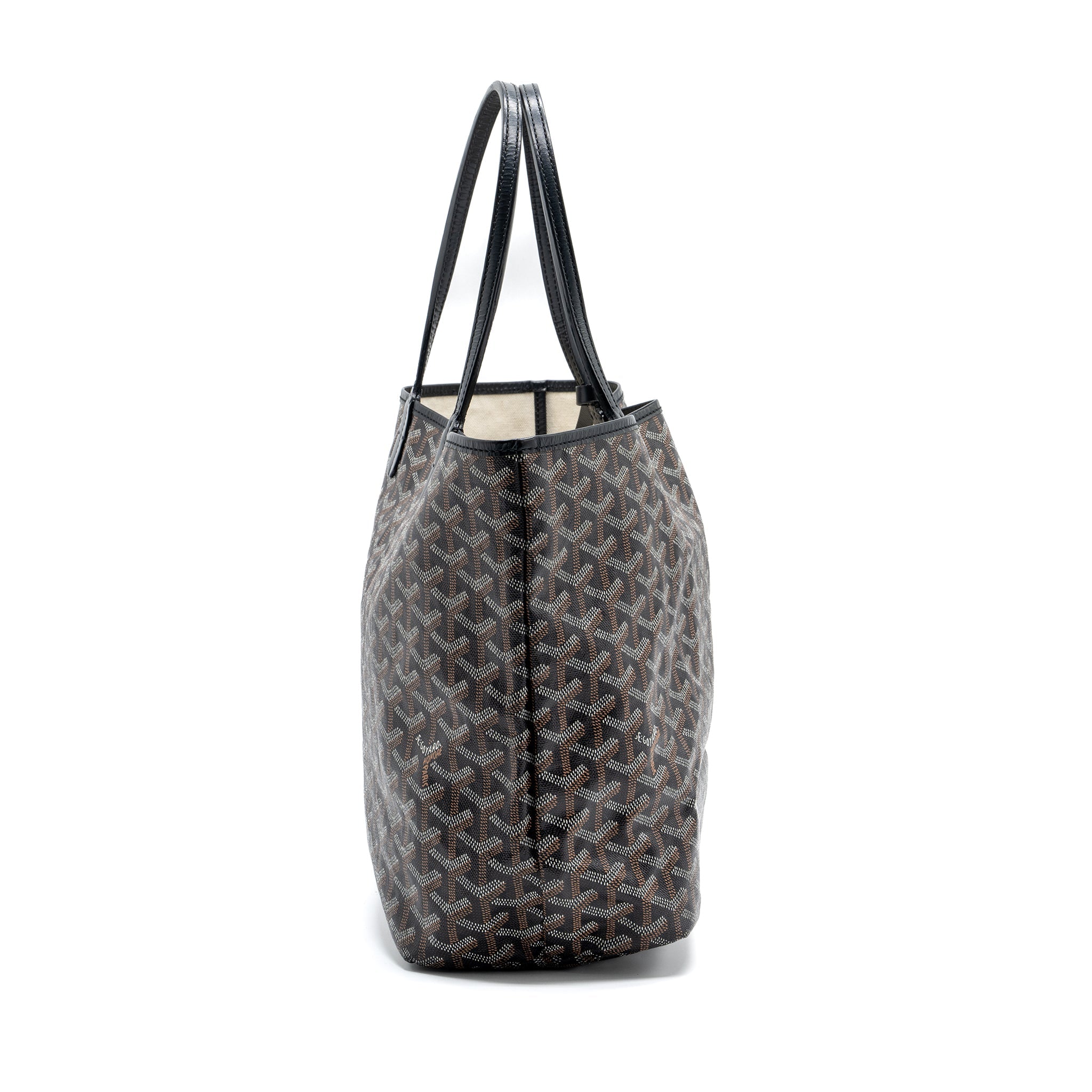 GOYARD SAINT LOUIS PM TOTE BAG GOYARDINE CANVAS BLACK SHW