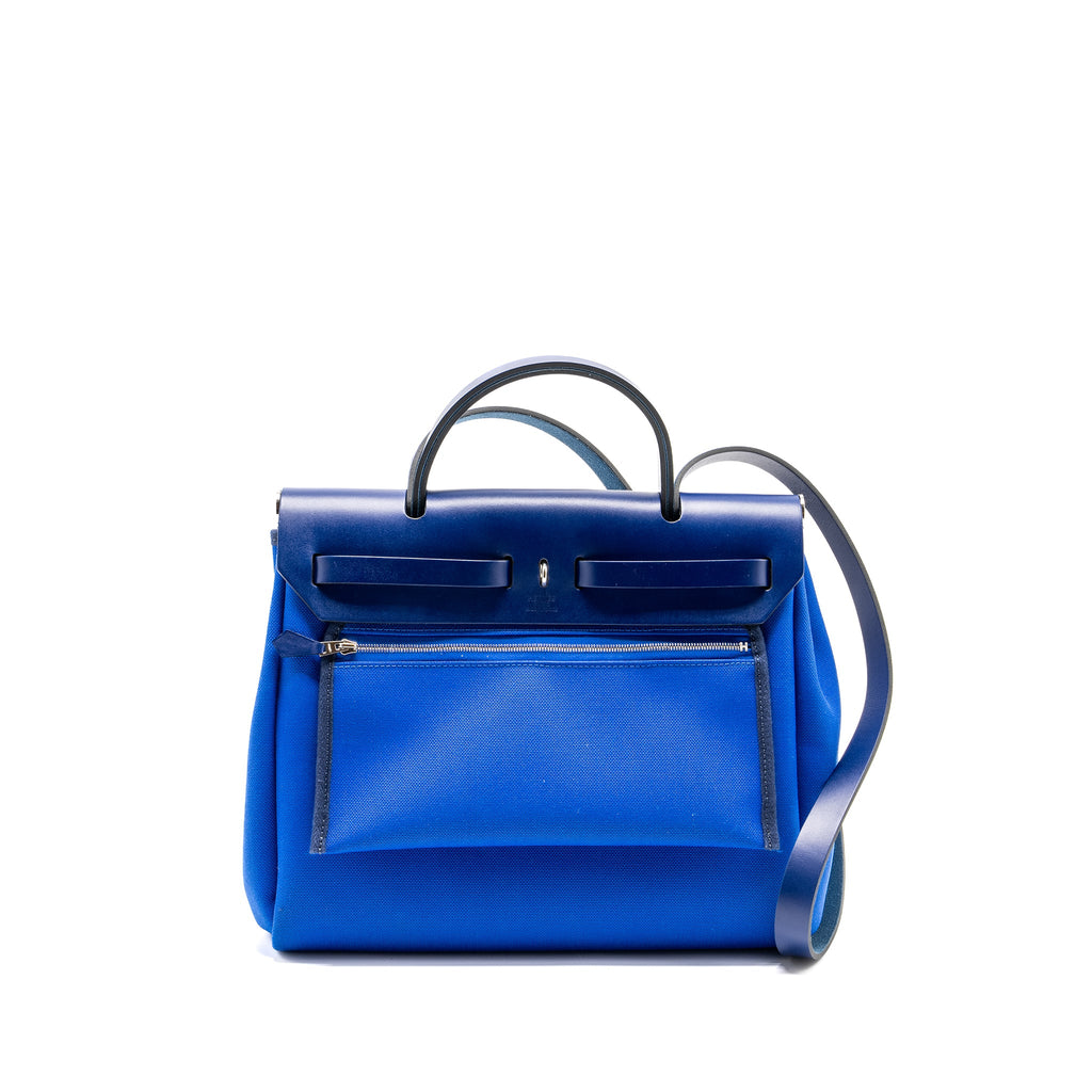 HERMES HERBAG 31 ZIP BAG CANVAS / HUNTER BLUE BILL / BLUE SAPHIR SHW