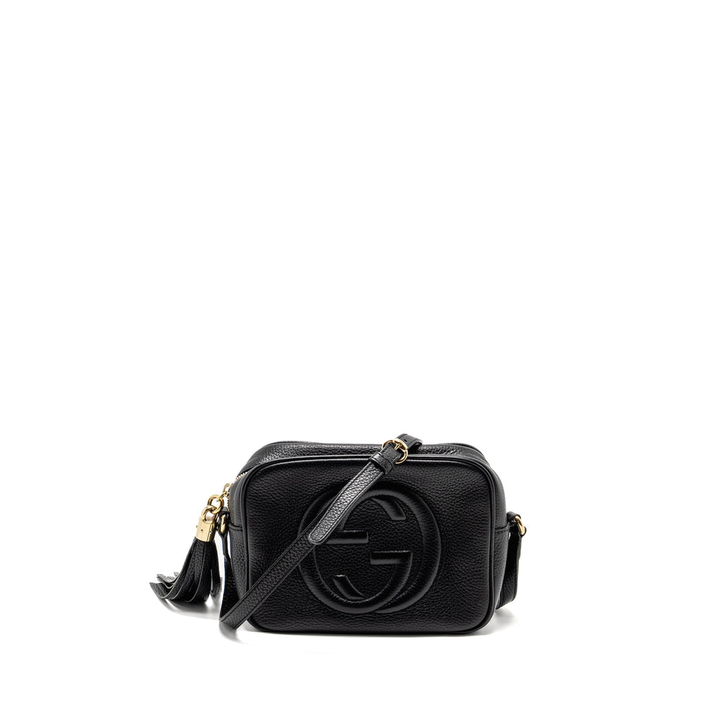 GUCCI SOHO DISCO CAMERA CROSSBODY BAG CALFSKIN BLACK LGHW