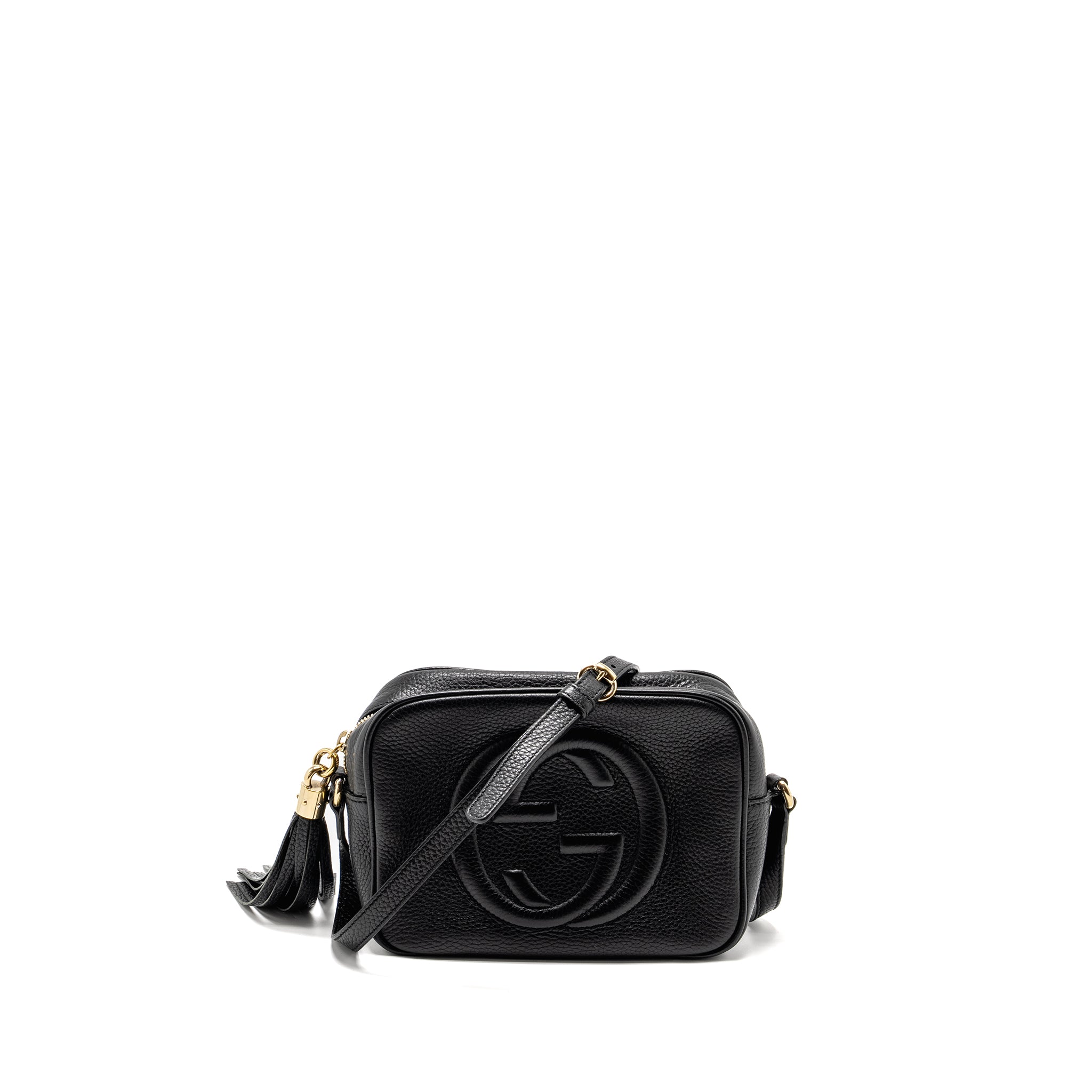 GUCCI SOHO DISCO CAMERA CROSSBODY BAG CALFSKIN BLACK LGHW