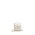 CHANEL TOP HANDLE FLAP KISS LOCK MINI CLUTCH WITH CHAIN LAMBSKIN WHITE LGHW (MICROCHIP)