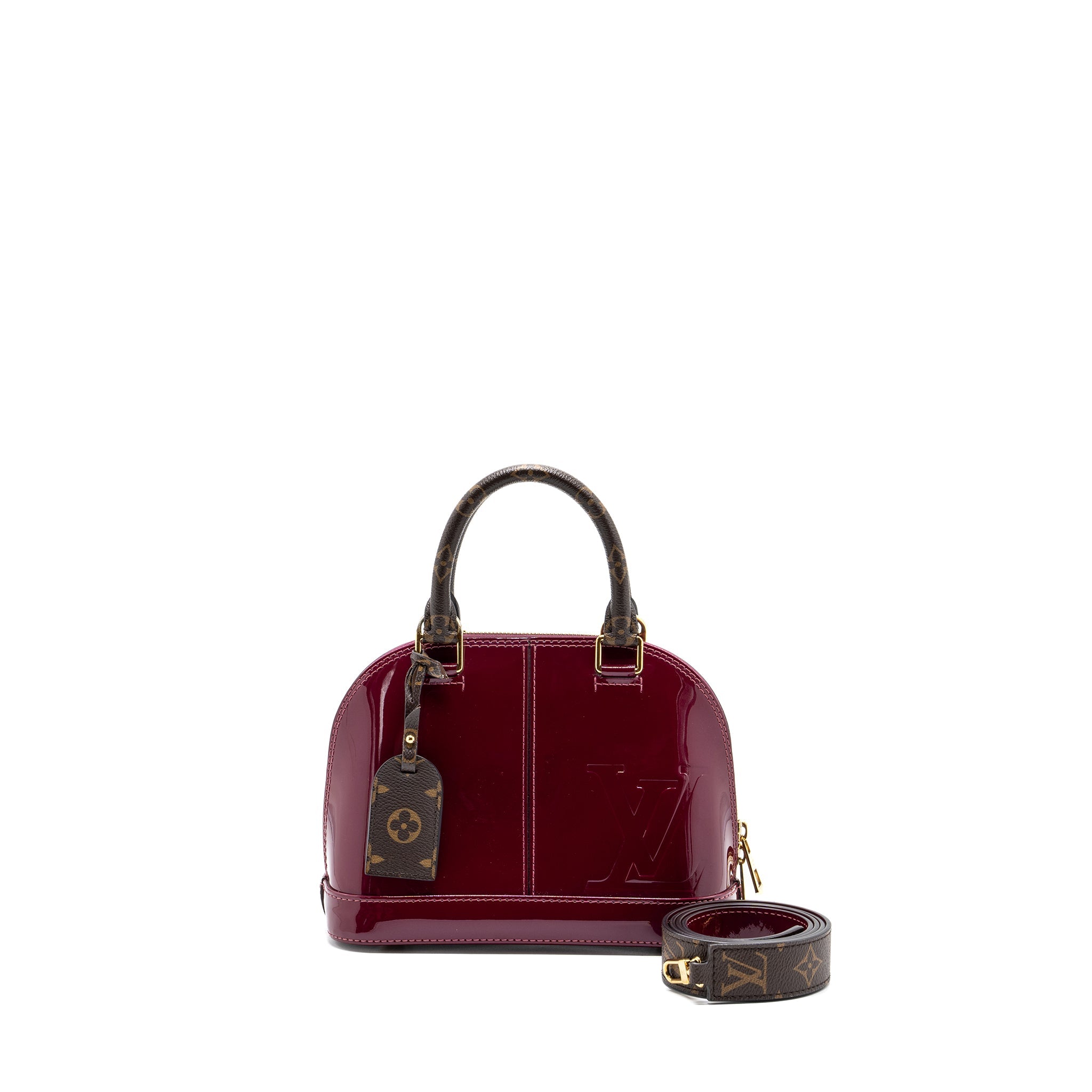 LOUIS VUITTON ALMA BB VERNI MIROIR PATENT DARK PINK GHW