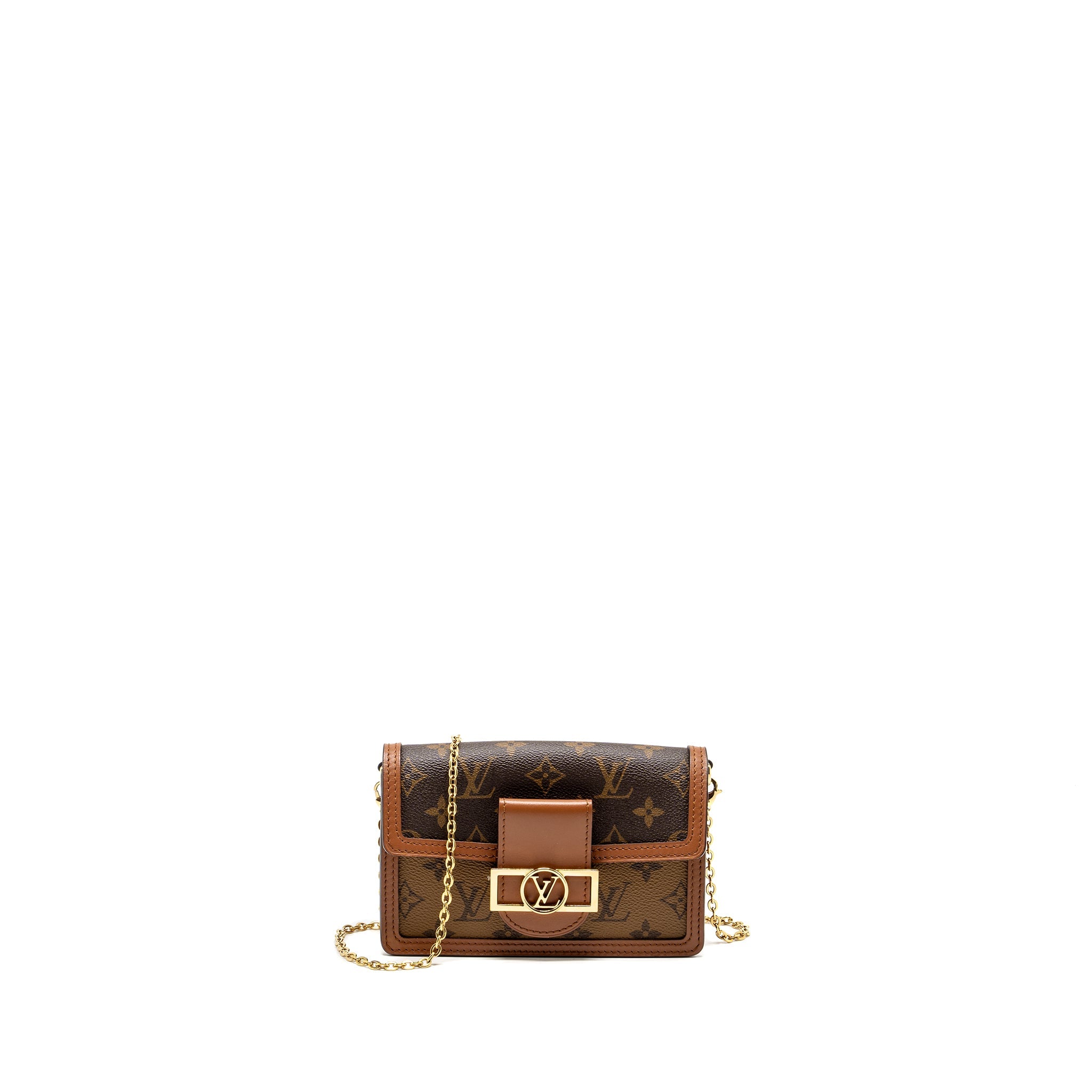 LOUIS VUITTON DAUPHINE CHAIN WALLET MONOGRAM REVERSE CANVAS GHW