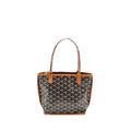 GOYARD MINI ANJOU TOTE BAG GOYARDLINE CANVAS / CALFSKIN BLACK/TAN SHW