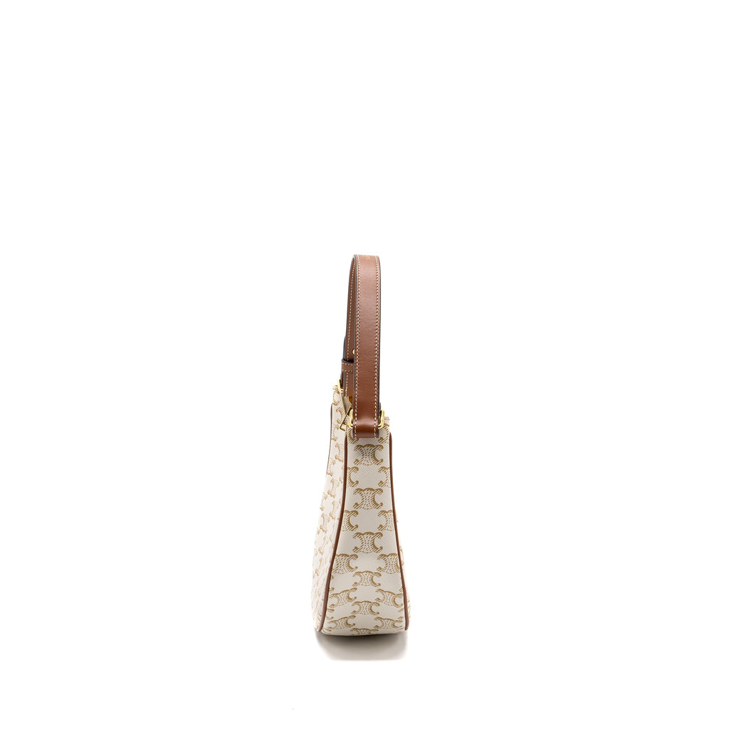 CELINE AVA BAG TRIOMPHE CANVAS/CALFSKIN WHITE GHW