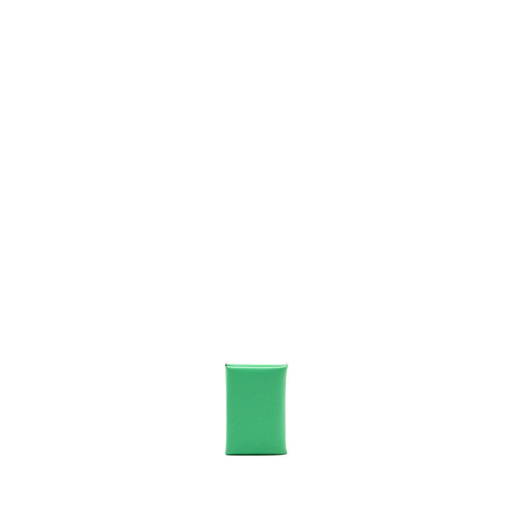 HERMES CALVI CARDHOLDER EPSOM VERT COMICS/VERT FIZZ SHW