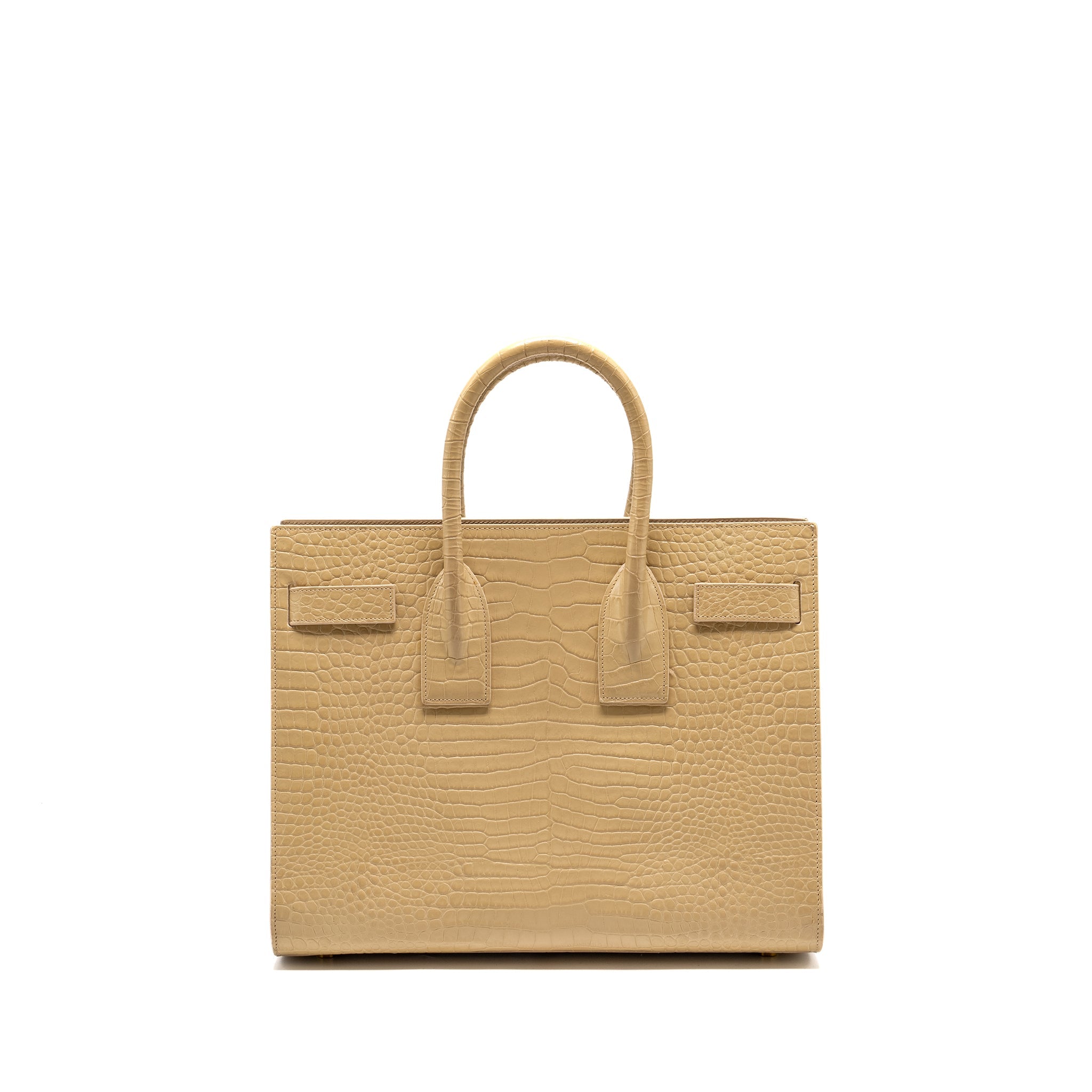 SAINT LAURENT /YSL SAC DE JOUR CROC-EMBOSSED CALFSKIN BEIGE GHW