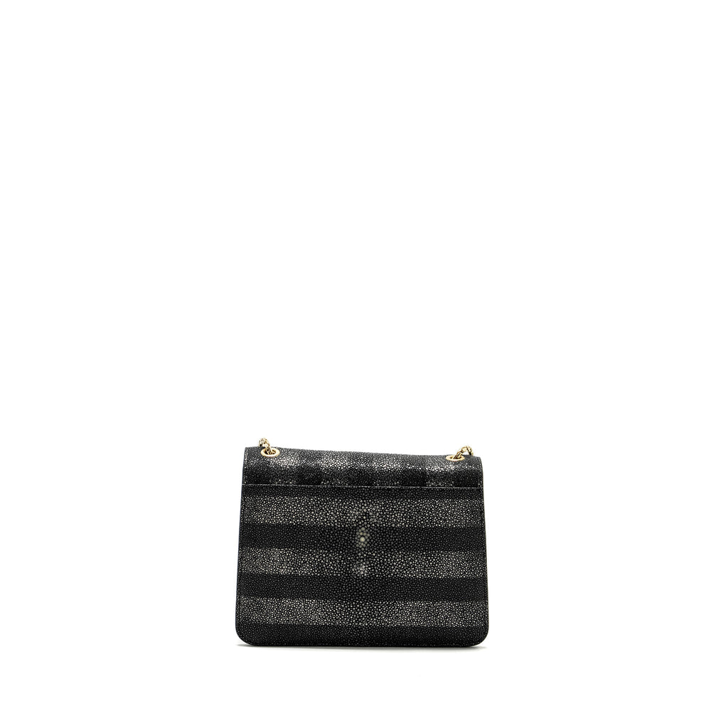 BVLGARI SERPENTI FOREVER BAG GALUCHAT BLACK/ GREY LGHW