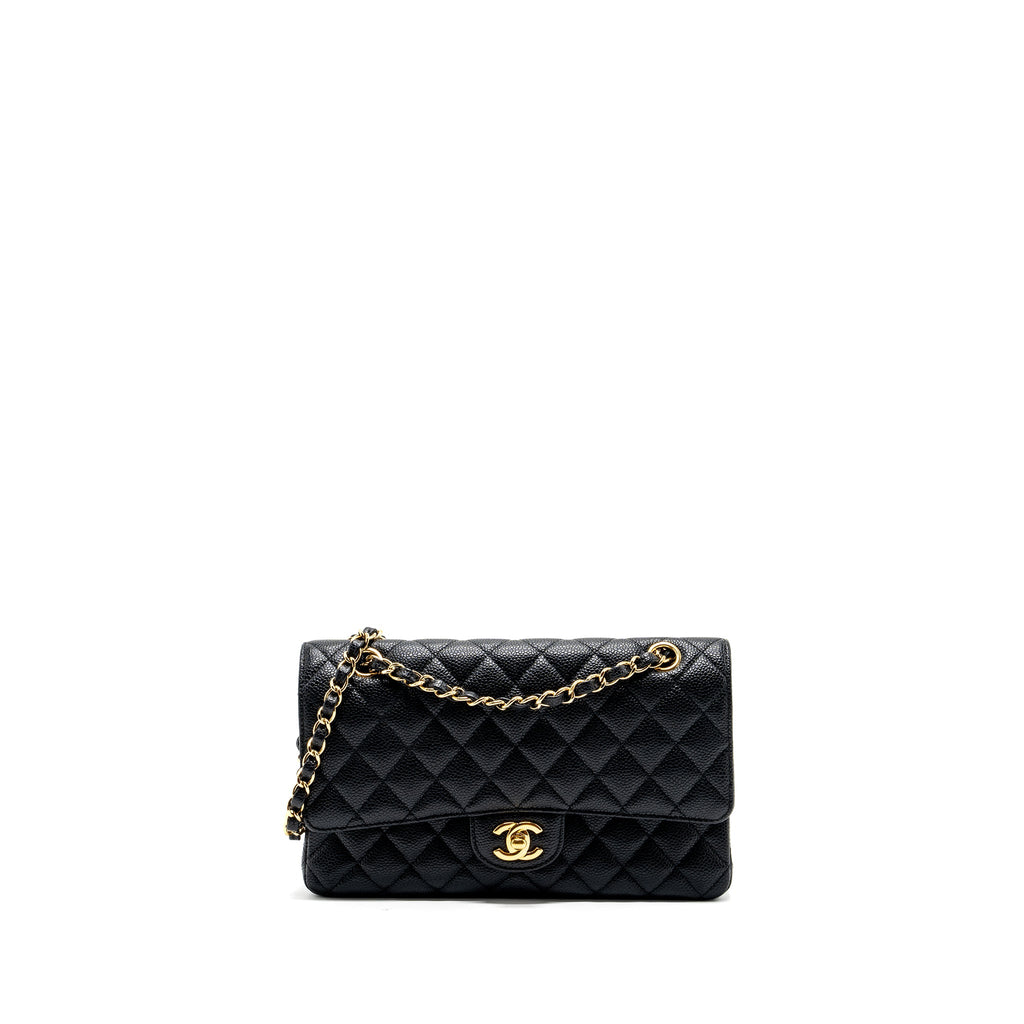 CHANEL MEDIUM CLASSIC DOUBLE FLAP BAG CAVIAR BLACK GHW