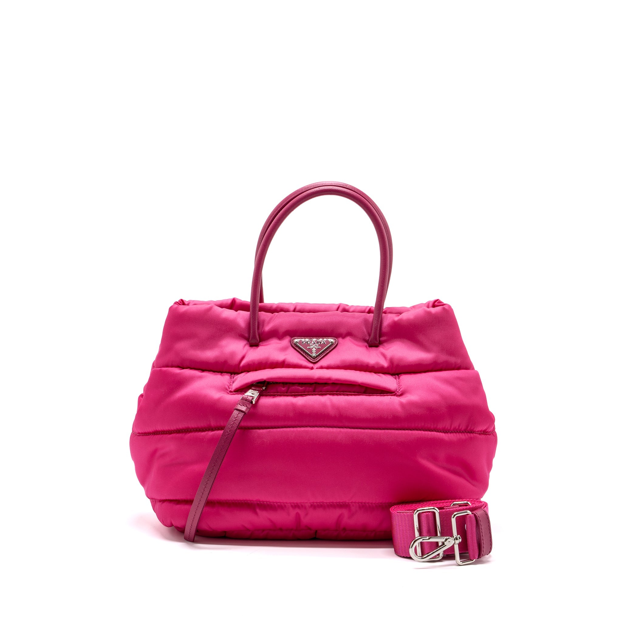 PRADA TOTE BAG NYLON / LEATHER PINK SHW