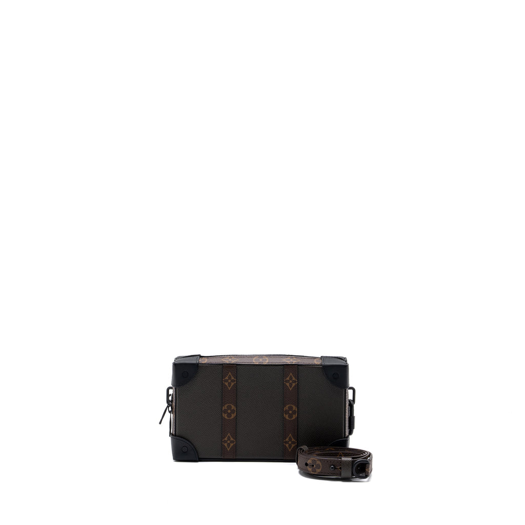 LOUIS VUITTON SOFT TRUNK WALLET TAIGA / MONOGRAM CANVAS KHAKI GREEN WITH BLACK HARDWARE