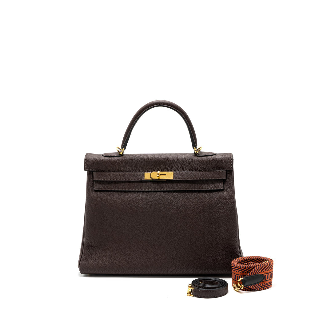 HERMES KELLY 35 TOGO CHOCOLATE GHW