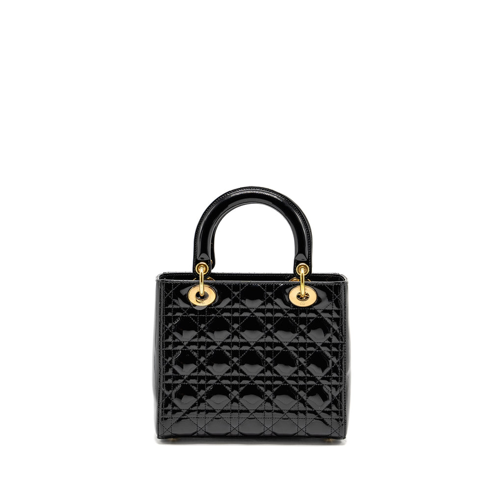 DIOR MEDIUM LADY DIOR PATENT BLACK GHW