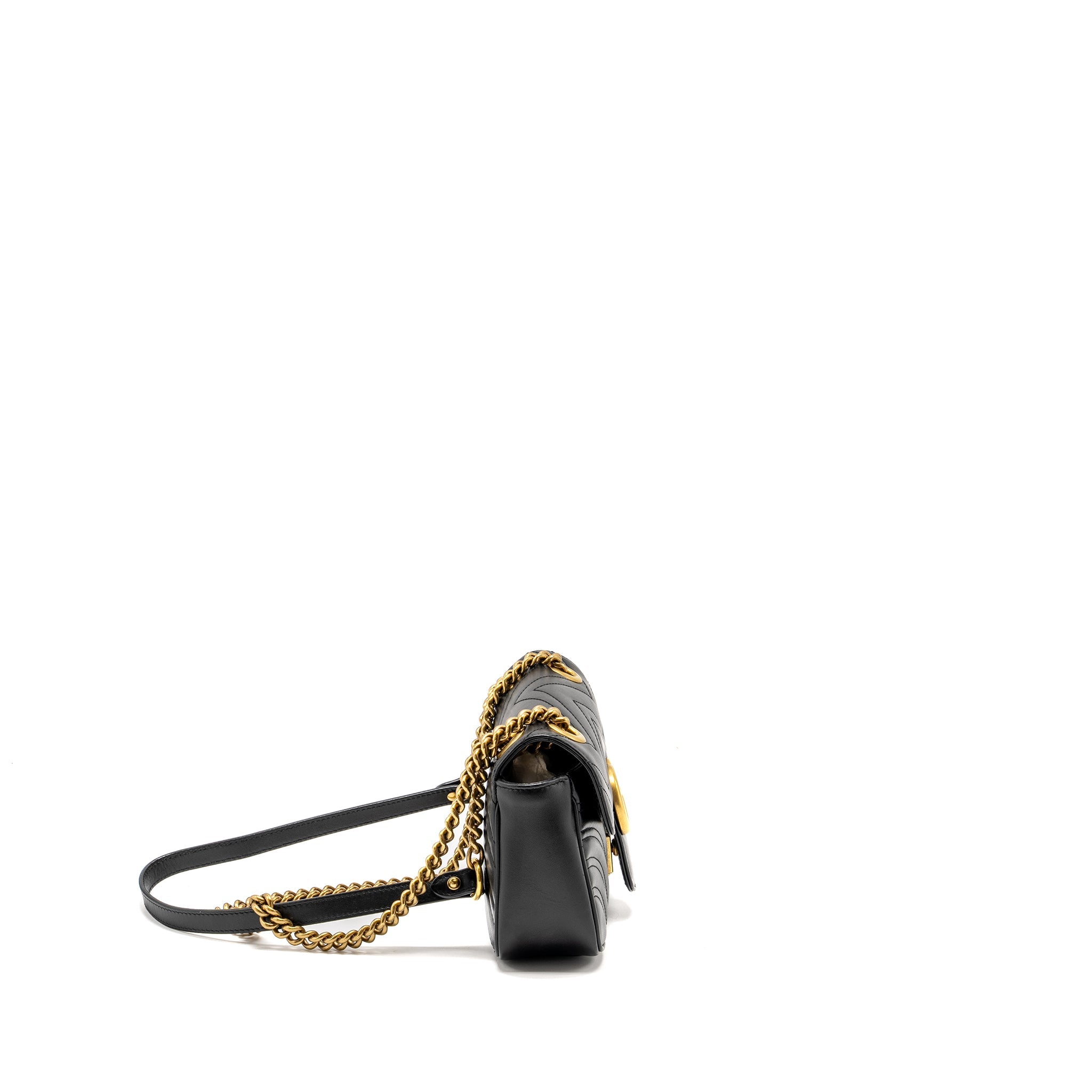 GUCCI MINI GG MARMONT SHOULDER BAG CALFSKIN BLACK GHW