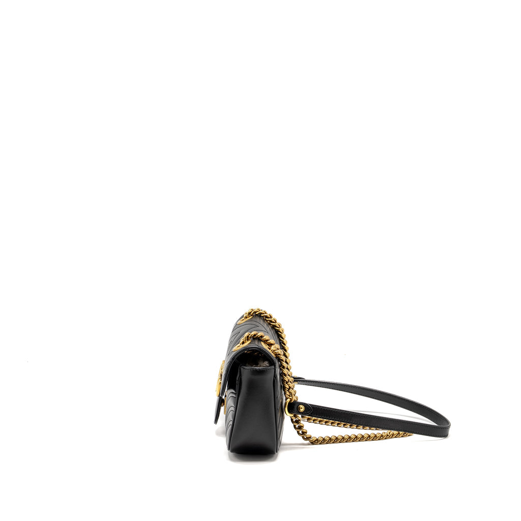 GUCCI MINI GG MARMONT SHOULDER BAG CALFSKIN BLACK GHW