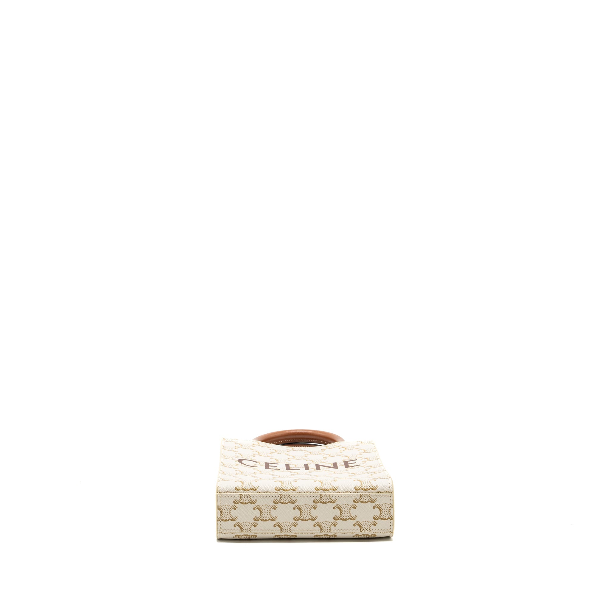 CELINE MINI VERTICAL CABAS TRIOMPHE CANVAS/CALFSKIN WHITE GHW