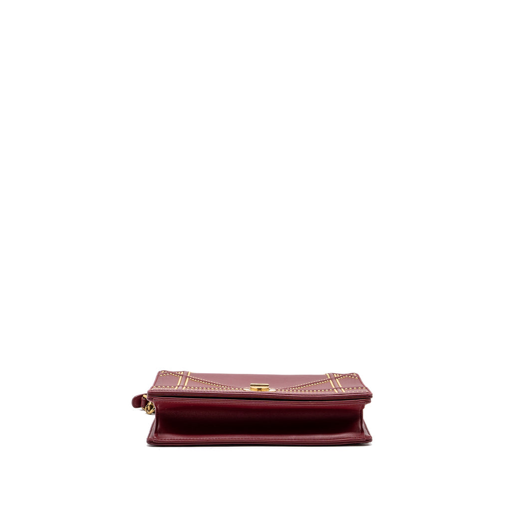 DIOR MEDIUM DIORAMA STUDDED LAMBSKIN RED GHW