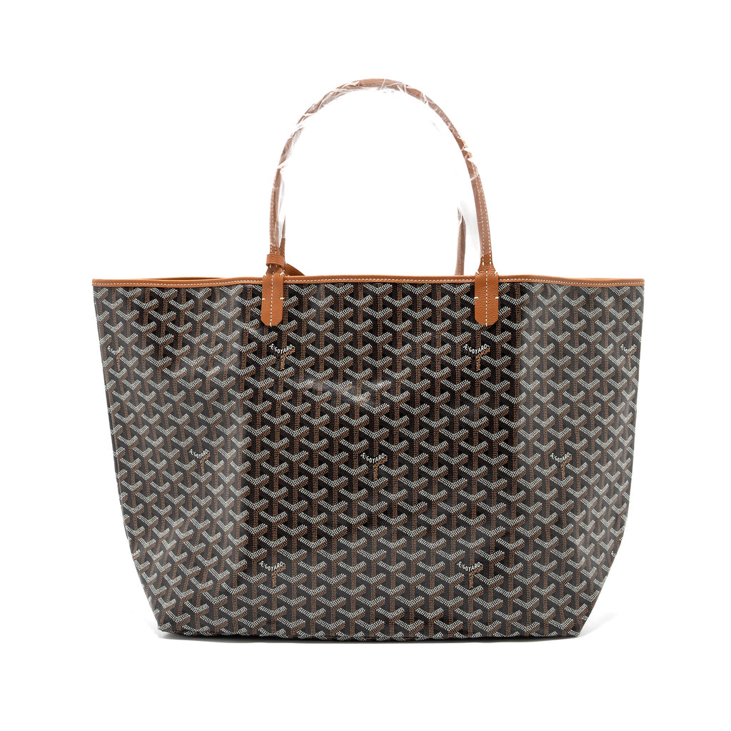 GOYARD SAINT LOUIS GM TOTE BAG CANVAS/ LEATHER BLACK/ TAN SHW