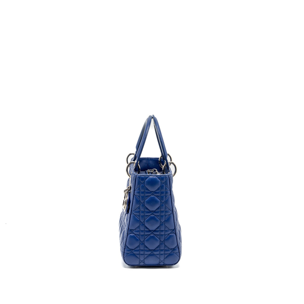 DIOR MEDIUM LADY DIOR LAMBSKIN BLUE SHW