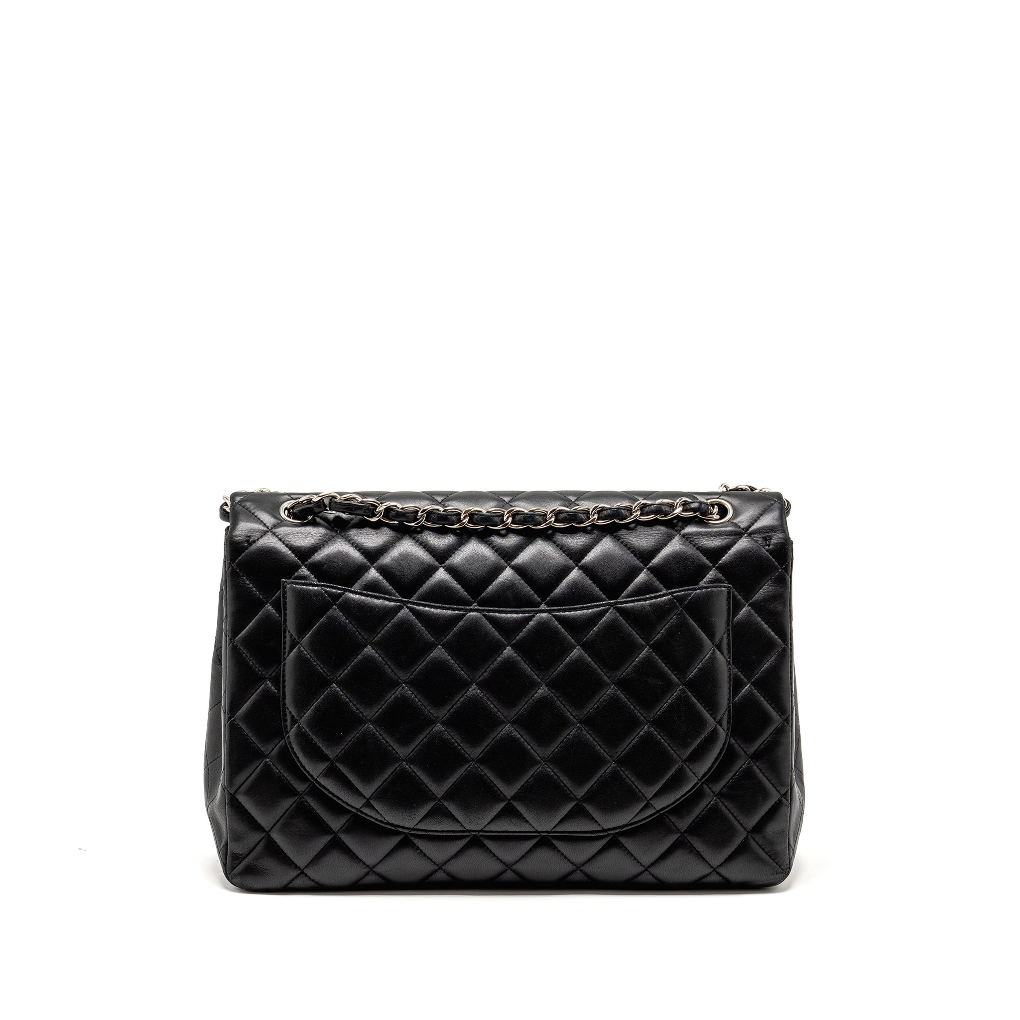 CHANEL MAXI CLASSIC SINGLE FLAP BAG LAMBSKIN BLACK SHW