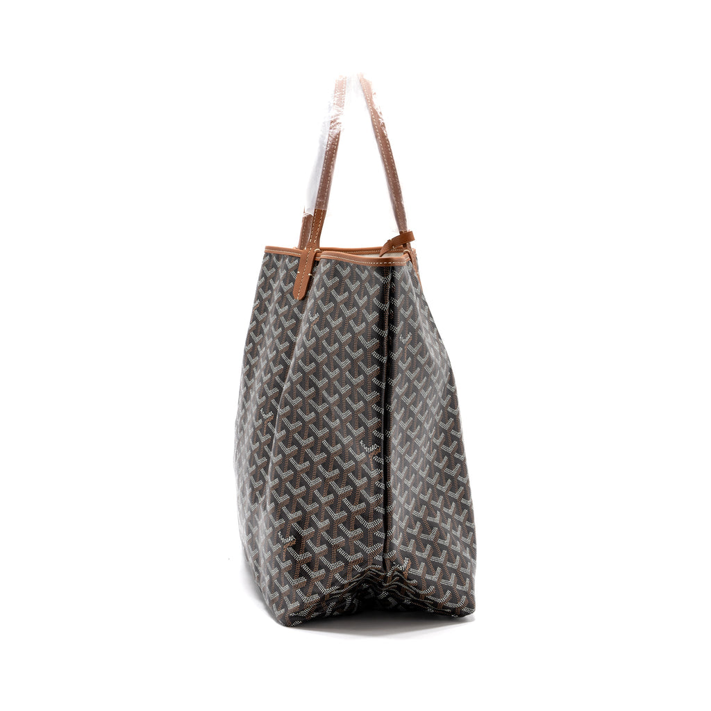 GOYARD SAINT LOUIS GM TOTE BAG CANVAS/ LEATHER BLACK/ TAN SHW