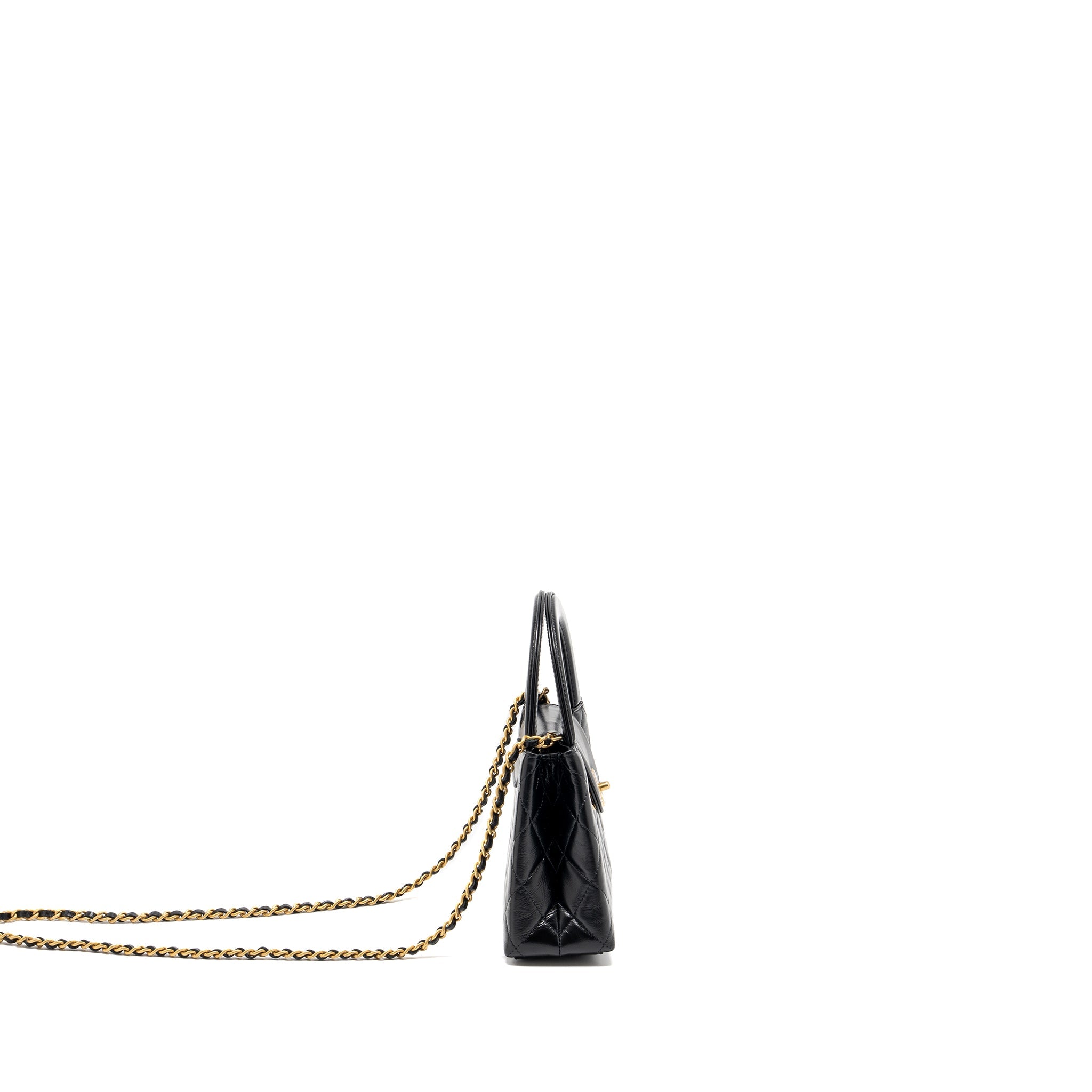 CHANEL 24P MINI SHOPPING TOTE/ KELLY BAG CALFSKIN BLACK GHW (MICROCHIP)