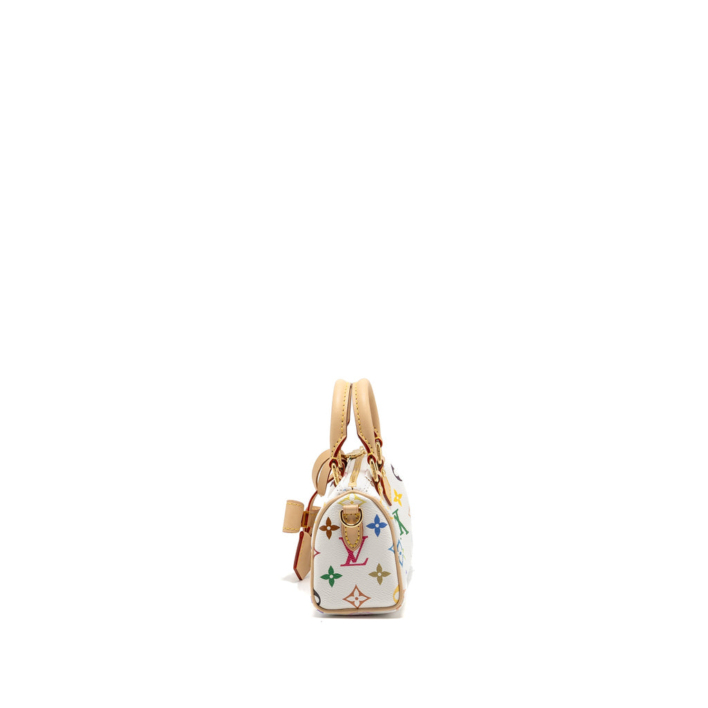 LOUIS VUITTON TAKASHI MURAKAMI NANO SPEEDY MULTICOLOURED MONOGRAM CANVAS WHITE GHW