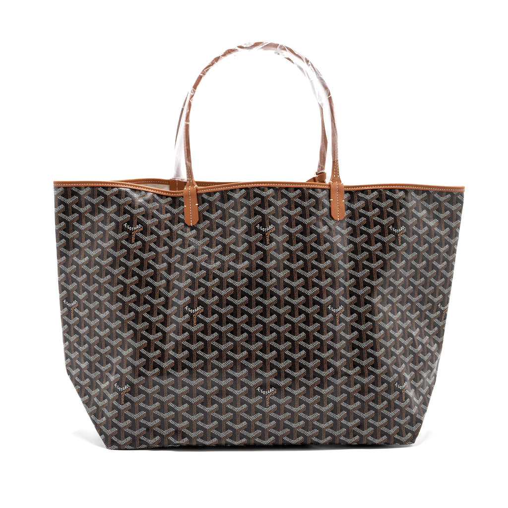 GOYARD SAINT LOUIS GM TOTE BAG CANVAS/ LEATHER BLACK/ TAN SHW