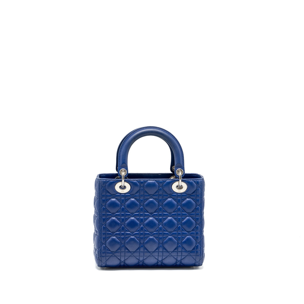 DIOR MEDIUM LADY DIOR LAMBSKIN BLUE SHW