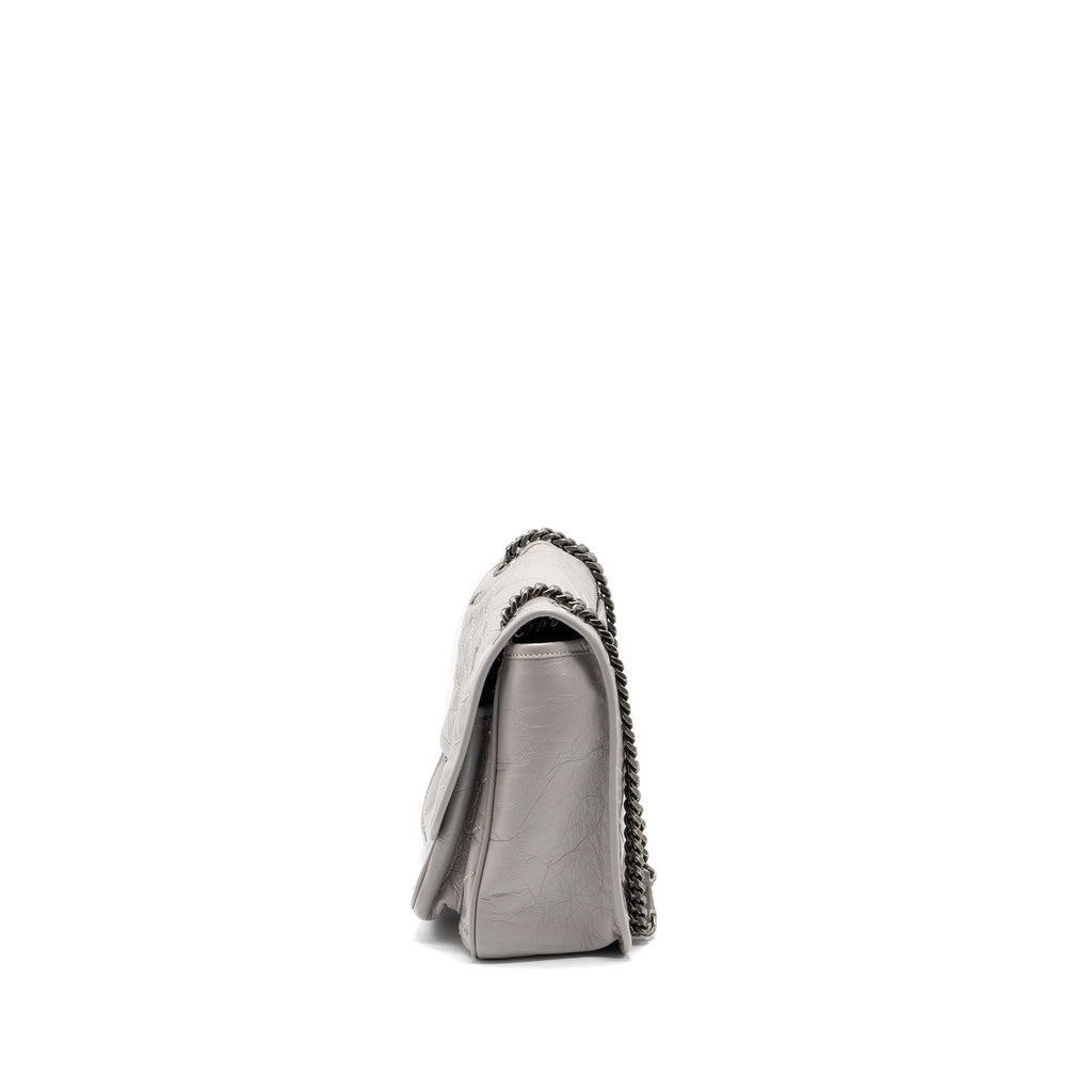 SAINT LAURENT MEDIUM NIKI BAG CALFSKIN GREY RUTHENIUM HARDWARE