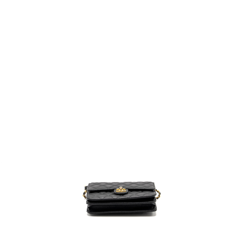 CHANEL CIRCULAR HANDLE QUILTED FLAP BAG CAVIAR BLACK GHW