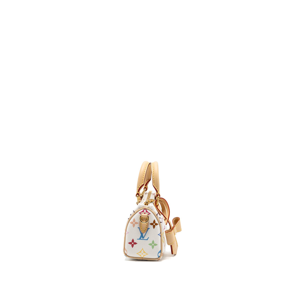 LOUIS VUITTON TAKASHI MURAKAMI NANO SPEEDY MULTICOLOURED MONOGRAM CANVAS WHITE GHW