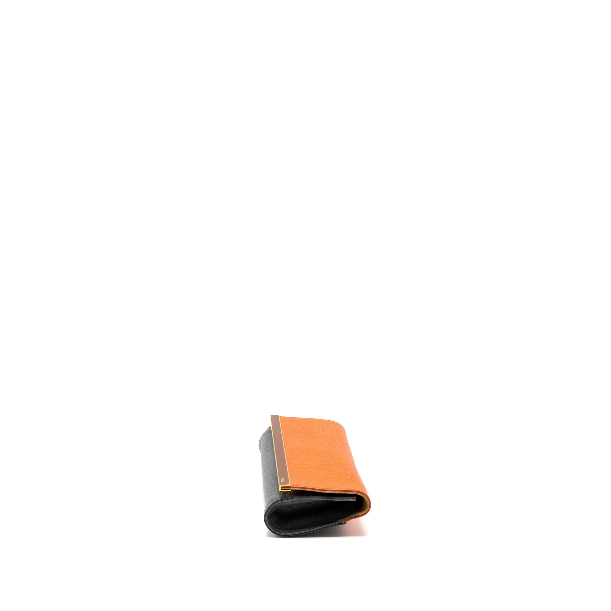 FENDI FLAP CLUTCH CALFSKIN ORANGE/MULTICOLOUR GHW
