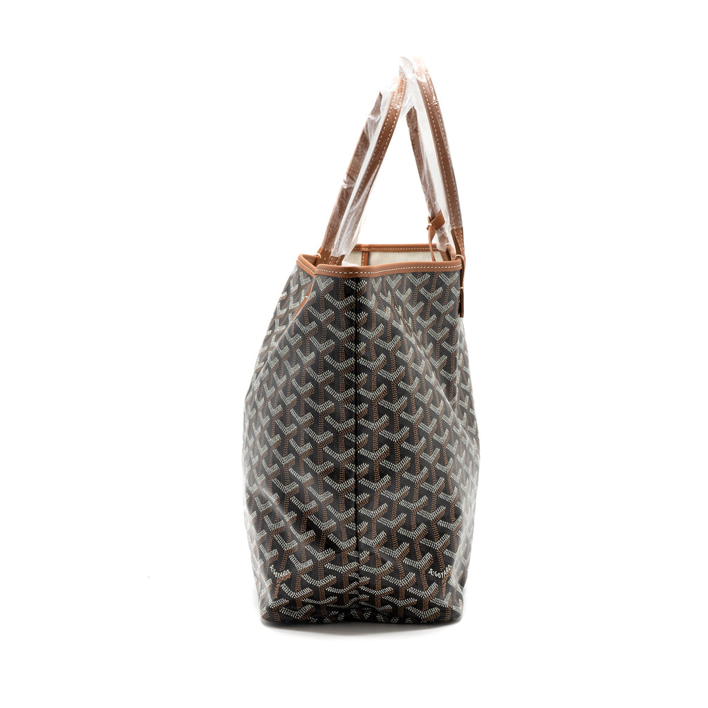 GOYARD SAINT LOUIS PM TOTE CANVAS BLACK/ BROWN SHW