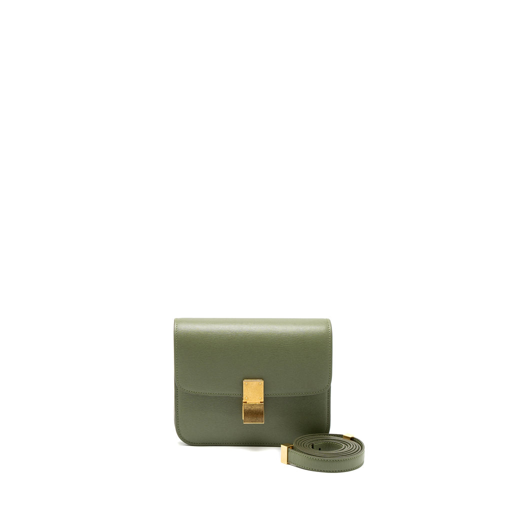 CELINE TEEN BOX BAG CALFSKIN LIGHT KHAKI GHW