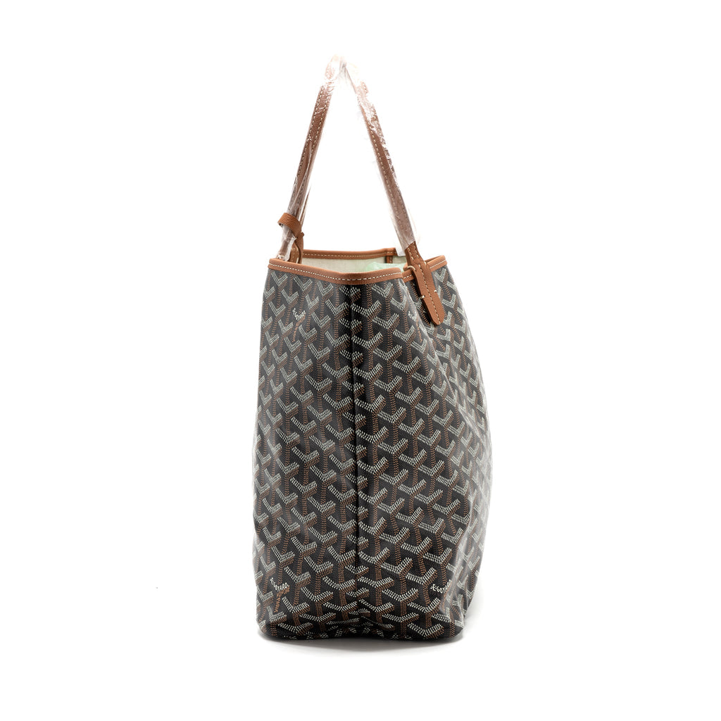GOYARD SAINT LOUIS PM TOTE CANVAS BLACK/ BROWN SHW