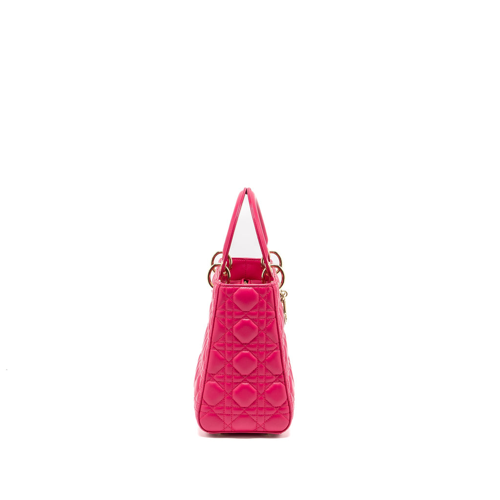 DIOR MEDIUM LADY DIOR LAMBSKIN PINK LGHW