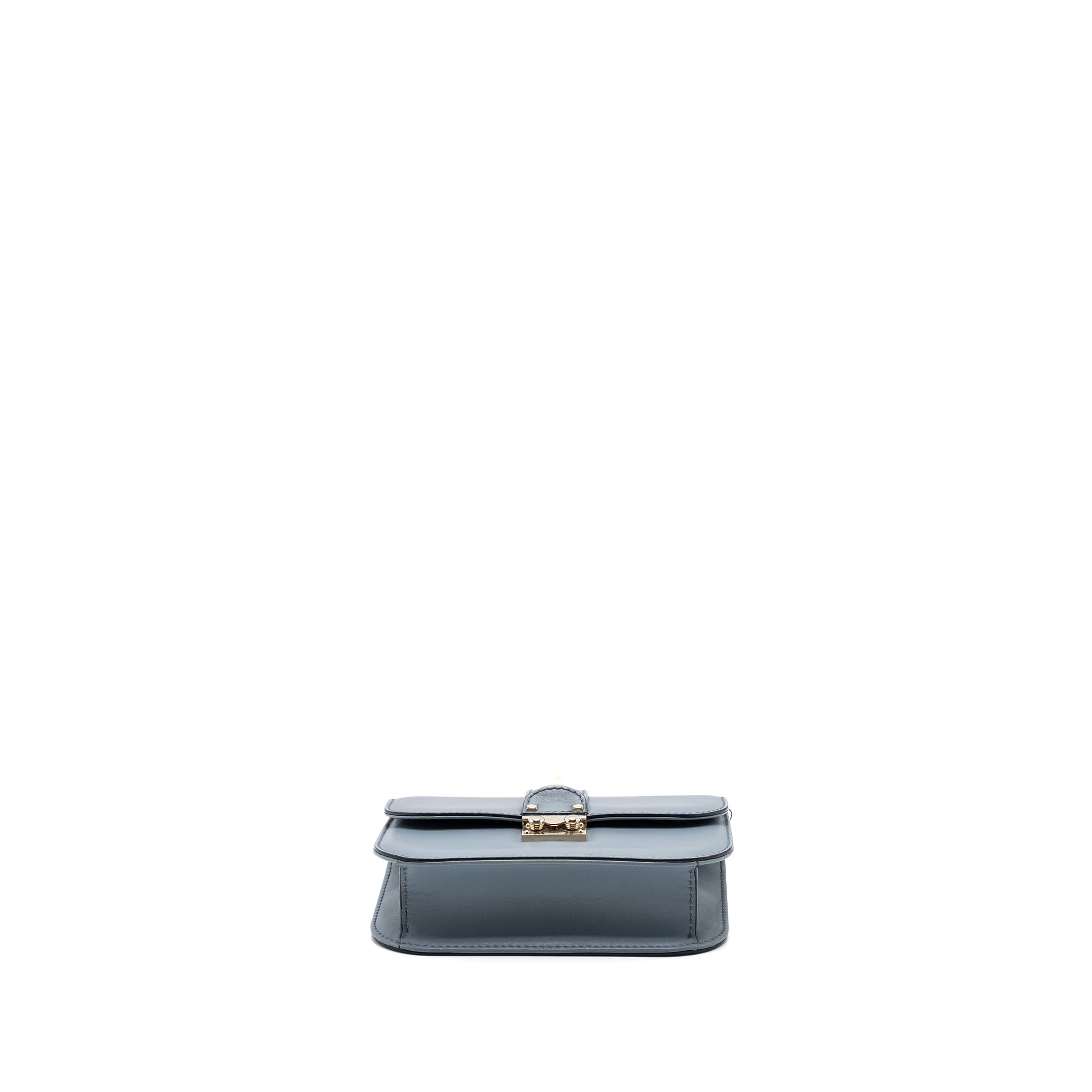 VALENTINO GARAVANI ROCKSTUD GLAM LOCK CHAIN BAG LEATHER LIGHT BLUE LGHW