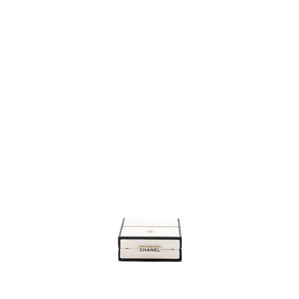 CHANEL 21S PERFUME BOTTLE EVENING BAG LAMBSKIN BLACK/WHITE LGHW